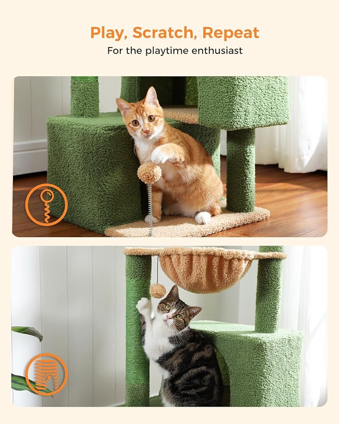 45-Inch Green Cat Tree with 2 Condos - Image 7