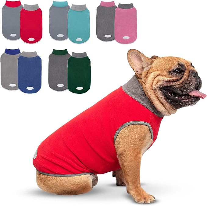 cyeollo 2 Pack Dog Sweater Small Dog Fleece Sweatshirt Reflective Pullover by CYEOLLO