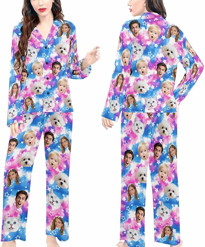 Artsadd Custom Pajamas for Women Men Family, Personalized Face Pjs Pajama Pants - Image 4