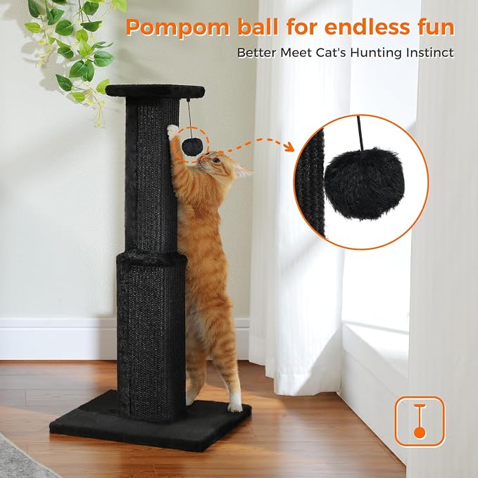 PAWZ Road Large Cat Scratching Post 32” Tall Black Scratching Post - Image 5