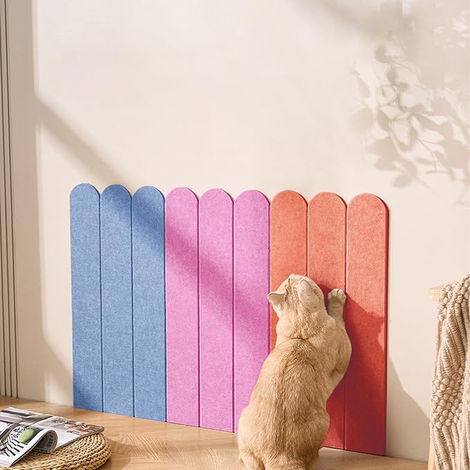 Cat Wall Scratcher, Scratching Pads, 3-Panel 0.35" Thick Felt, Scratching Post by Unknown