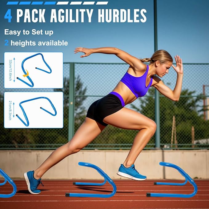 Agility Ladder, Soccer Training Equipment Set, 4 Agility Hurdles, 20ft Speed - Image 4