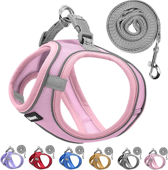Solmoony Sparkly Medium Dog Harness and Leash Set, Step in Soft Light Puppy Vest by SOLMOONY