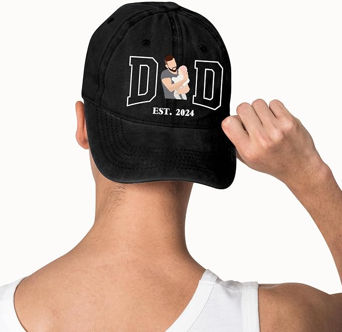 Personalized Vintage Washed Denim Dad Hat, Custom Baseball Cap - Image 7