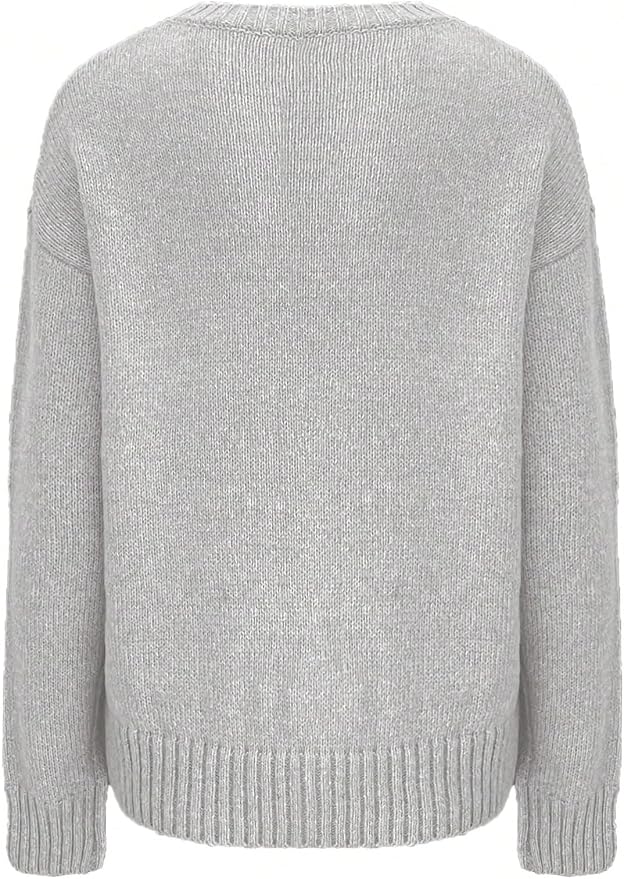 WDIRARA Women's Cat Graphic Sweater Long Sleeve Crew Neck Knit Tops Casual - Image 2