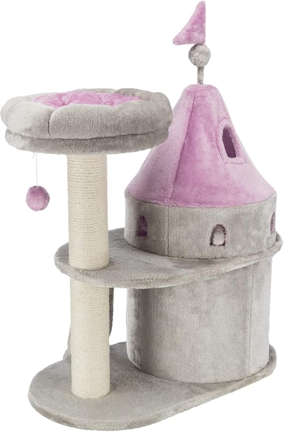 TRIXIE My Kitty Darling Castle Condo, Plush Cat Tree, Sisal Scratching Post - Image 5