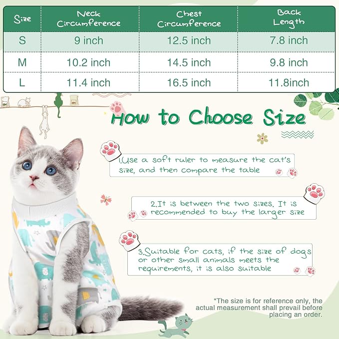 Nuanchu 3 Pieces Cat Recovery Suit Kitten Recovery Suit E-Collar Alternative - Image 3