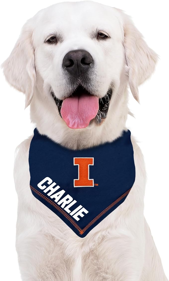 Pets First NCAA Illinois Fighting Illini Personalized Tie Around Bandana - Image 3