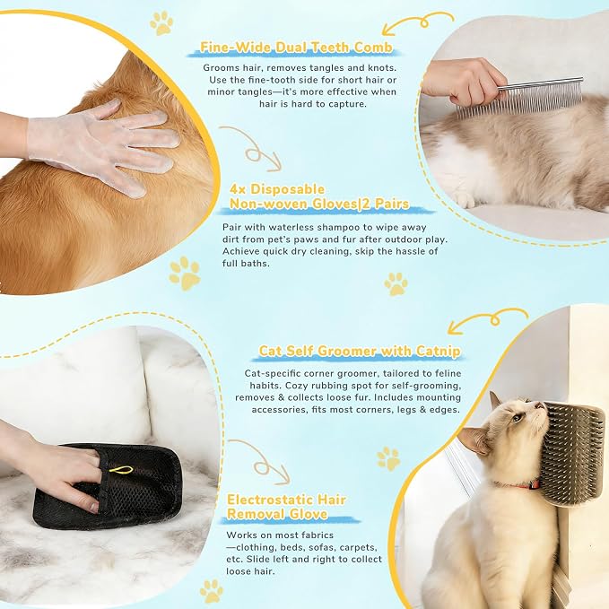 10in1 Pet Mist Spray Brush for Cat & Dog, Hair Health & Grooming Set - Image 6