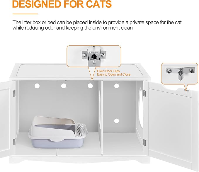 Yaheetech Cat Litter Box Enclosure, Box Cabinet Hidden, Wooden Pet Crate Kitty - Image 6