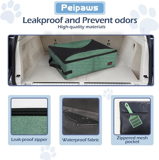 Portable Cat Travel Litter Box. Zipped Lid, Collapsible Litter Box - Image 4