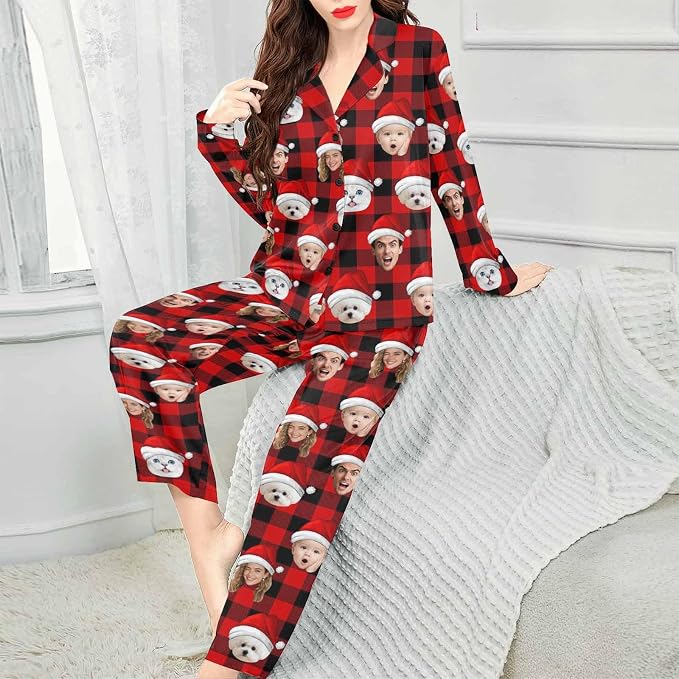 Artsadd Custom Pajamas for Women Men Family, Personalized Face Pjs Pajama Pants - Image 3