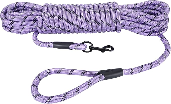 Long Dog Leash for Training 50Ft-Reflective Nylon Rope by Hi+Kiss