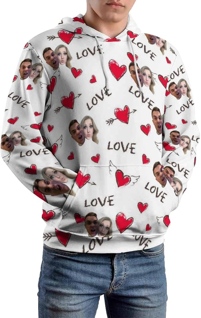 Artsadd Custom Face Unisex athletic Pockets Sweatshirt Loose Hoodie Custom - Image 2