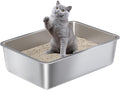 Stainless Steel Litter Box Large, Metal Cat Litter Box 6" High Sided, Metal by Nyutu