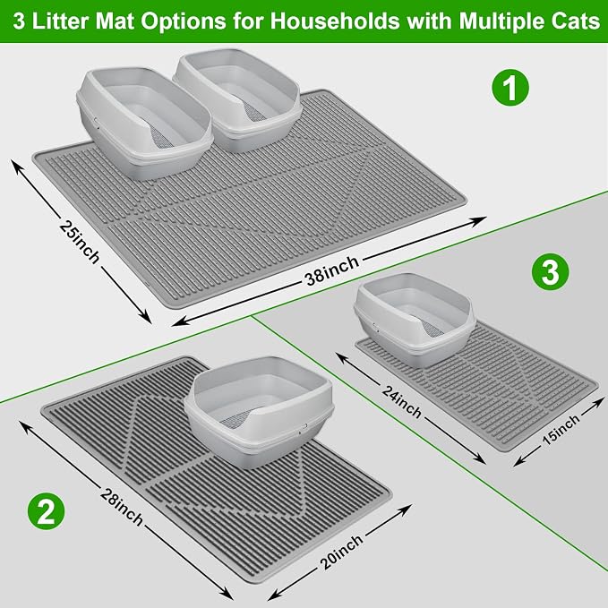 Gosmol Waterproof Cat Litter Mat, XL 28" x 20" Silicone Cat Mat - Image 2