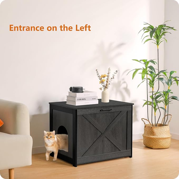 Dwanton Cat Litter Box Furniture Hidden, Cat Litter Box Enclosure, Reversible - Image 3