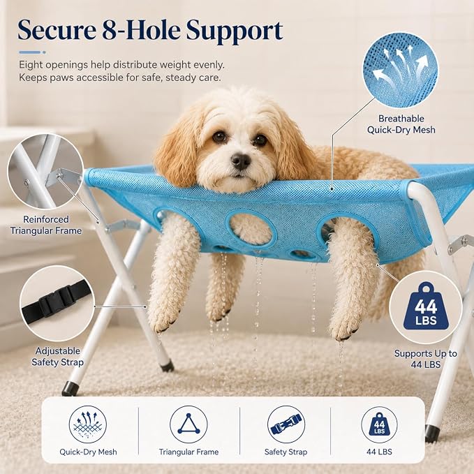 Pet Dog Bath Hammock, Cat Shower Grooming Table Hammock with Foldable Stand - Image 6