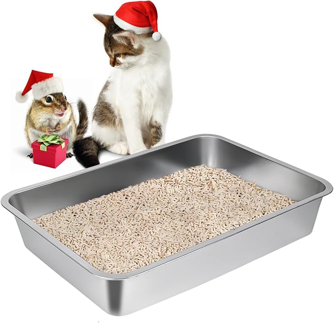 LIHONG Stainless Steel Cat Litter Box, Small Metal Litter Box by LIHONG
