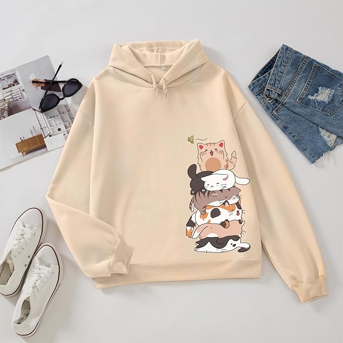 Tuislay Cute Cat Graphic Hoodies - Image 3