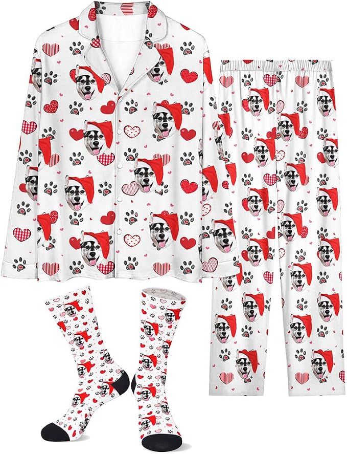 Custom Face Pajamas for Women Men, Personalized Dog Cat Pet Pajamas Set by Unknown