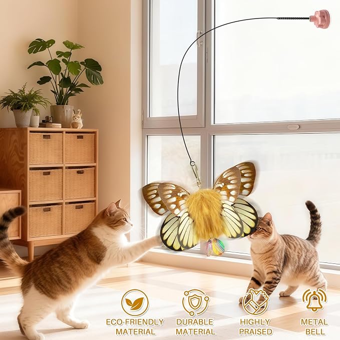 Walfront Interactive Cat Toy – Butterfly Teaser Wand - Image 5