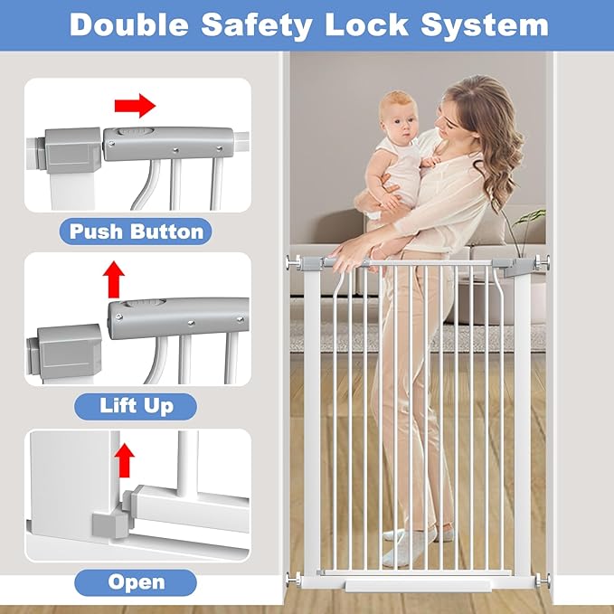 60.2"-65.7" Baby Gates Extra Wide, 40.5" Tall Dog Gate Indoor, Walk Through Pet - Image 5