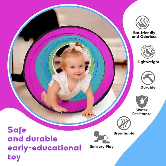 Kids Play Tunnel for Toddlers, Pop Up Crawl Through Tunnel Play Tent for Baby - Image 4