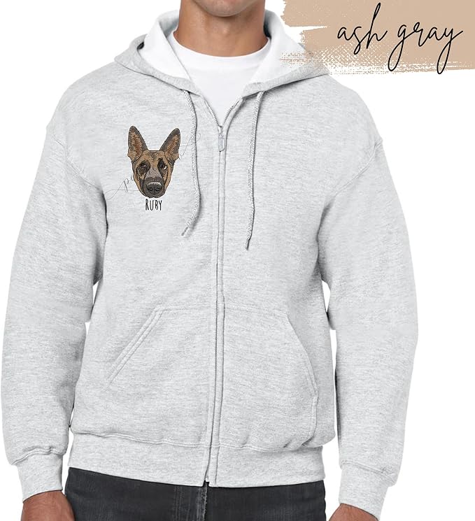 GODMERCH Custom Embroidered Pet Portrait Zip Hoodie From Photo, Personalized - Image 2