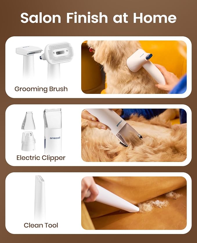 oneisall Dog Grooming Vacuum, 15000Pa Pet Vacuum Kit Shedding 99% Pet Hair - Image 7