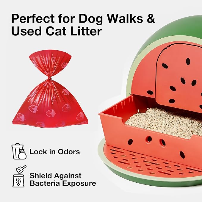 VETRESKA Strawberry Scented Dog Poop Bags, Leak Proof, Extra Thick and Large - Image 5