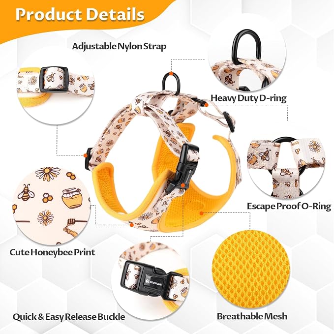 Dog Cat Harness and Leash Set, Puppia Soft Mesh Padded and Adjustable Puppy - Image 3
