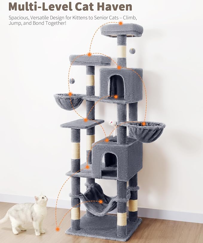 AMHANCIBLE Tall Cat Tree, 70 Inch Cat Tower - Image 5
