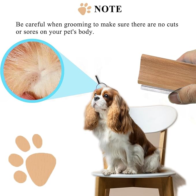 Wooden Deshedding Brush for Dogs, Cats & Horses, Deshedding Grooming Tool Curry - Image 6