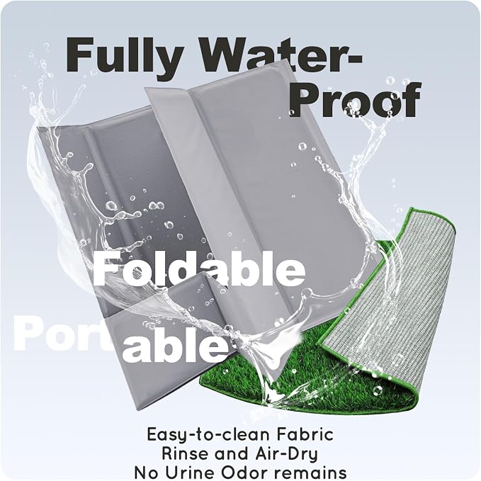 Dog Grass Pad with Tray Foldable Dog Litter Box High Walls, Odor Free - Image 4
