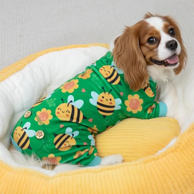 KYEESE Dog Pajamas Comfy Dogs Clothes Little Bee Pets Pjs Stretchy Pets Pjs - Image 4