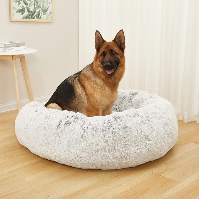 Bedfolks Calming Donut Extra Large Dog Bed, 45 Inches Round, Anti-Anxiety Plush - Image 2