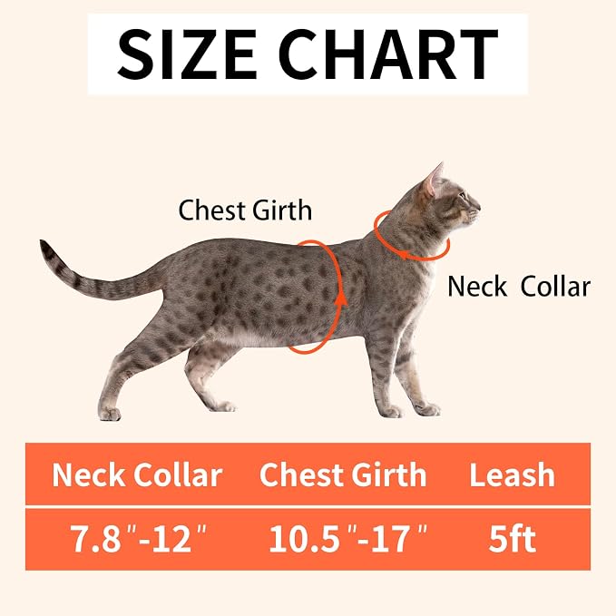 Cotton Cat Harness and Leash Set, Escape-Proof Adjustable Soft Harness - Image 6