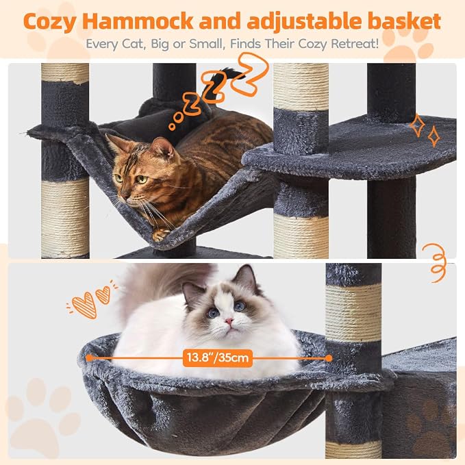 Taoqimiao Large Cat Tree，73-Inch Cat Tree Tower - Image 5