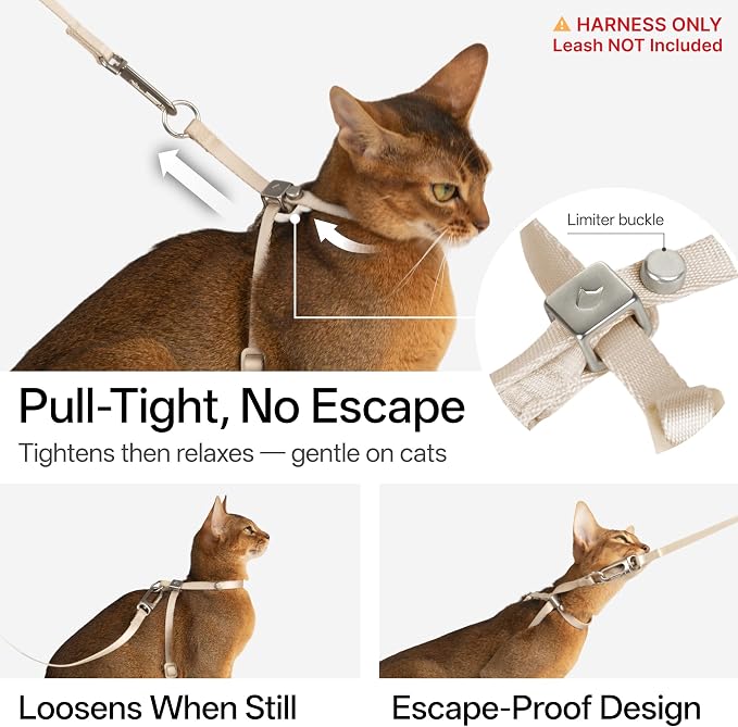Escape Proof Cat Harness Anti-Choke Quick Release Adjustable QR Code Soft Nylon - Image 3