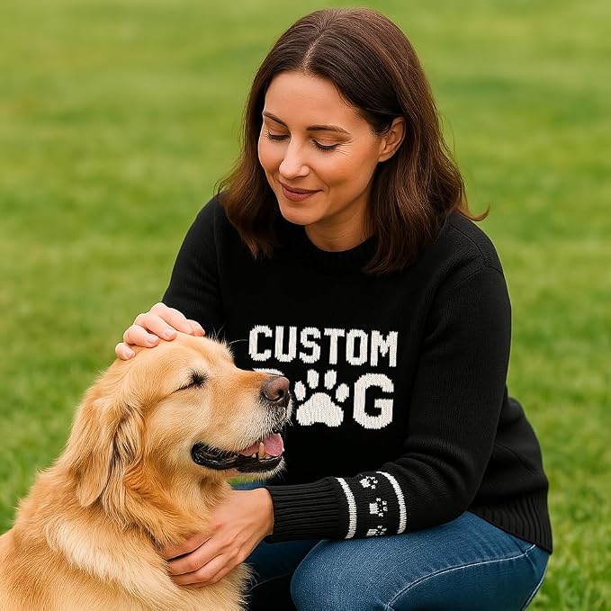 Custom Dog Knit Sweater for Women Personalized Pet Paw Print Pullover Dog Mom - Image 6