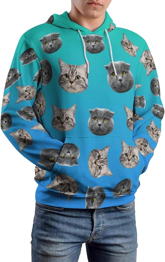 Artsadd Custom Face Unisex athletic Pockets Sweatshirt Loose Hoodie Custom - Image 2