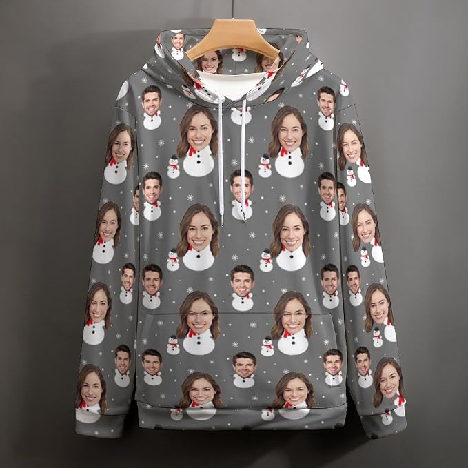 Artsadd Custom Face Unisex athletic Pockets Sweatshirt Loose Hoodie Custom - Image 5