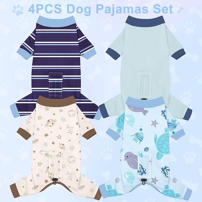 Bienbee Dog Pajamas, 4 Pack Dog Recovery Suit Shedding Suit Cute Soft Puppy - Image 2
