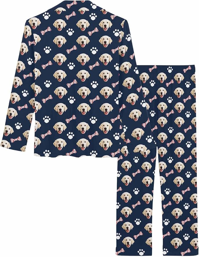 MyPupSocks Custom Face Pajamas for Women Set, Personalized Photo Long Sleepwear - Image 4