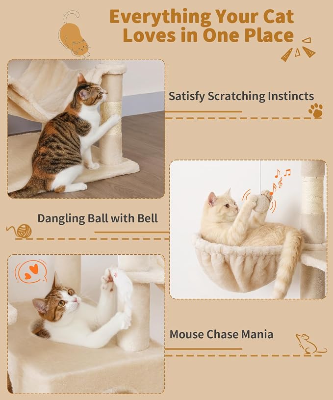 AMHANCIBLE Tall Cat Tree, 70 Inch Cat Tower - Image 6