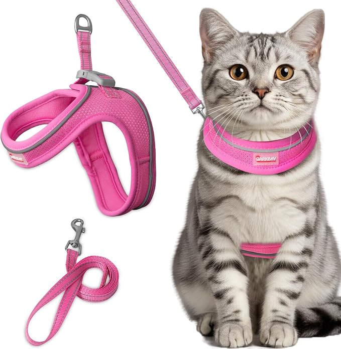Cat Harness and Leash Set, Escape Proof Kitten Harness, Step in Adjustable Soft by BARKBAY
