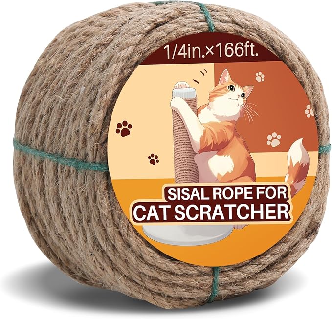 Sisal Rope for Cat Scratcher 1/4" 166 Ft Cat Tree Rope Twine for Repairing Cat by Unknown