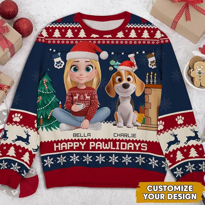 Wrappiness A Girl And Her Dog Christmas Sweatshirt - Image 3