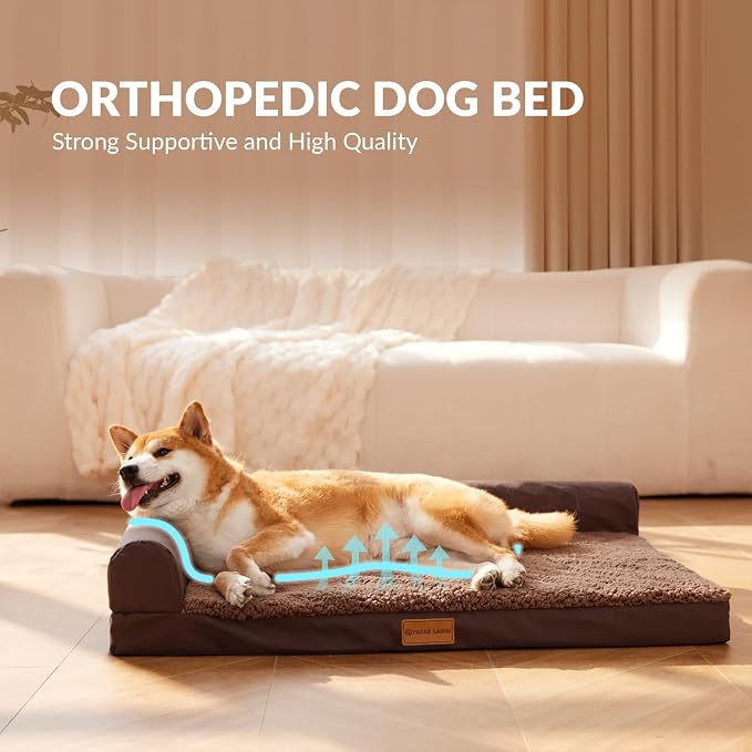 Patas Lague Orthopedic Dog Bed Large Sized Dog 36''X24'', Waterproof L Bolster - Image 4